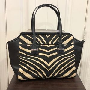 COACH Black/Tan Zebra Carryall Purse - NWT